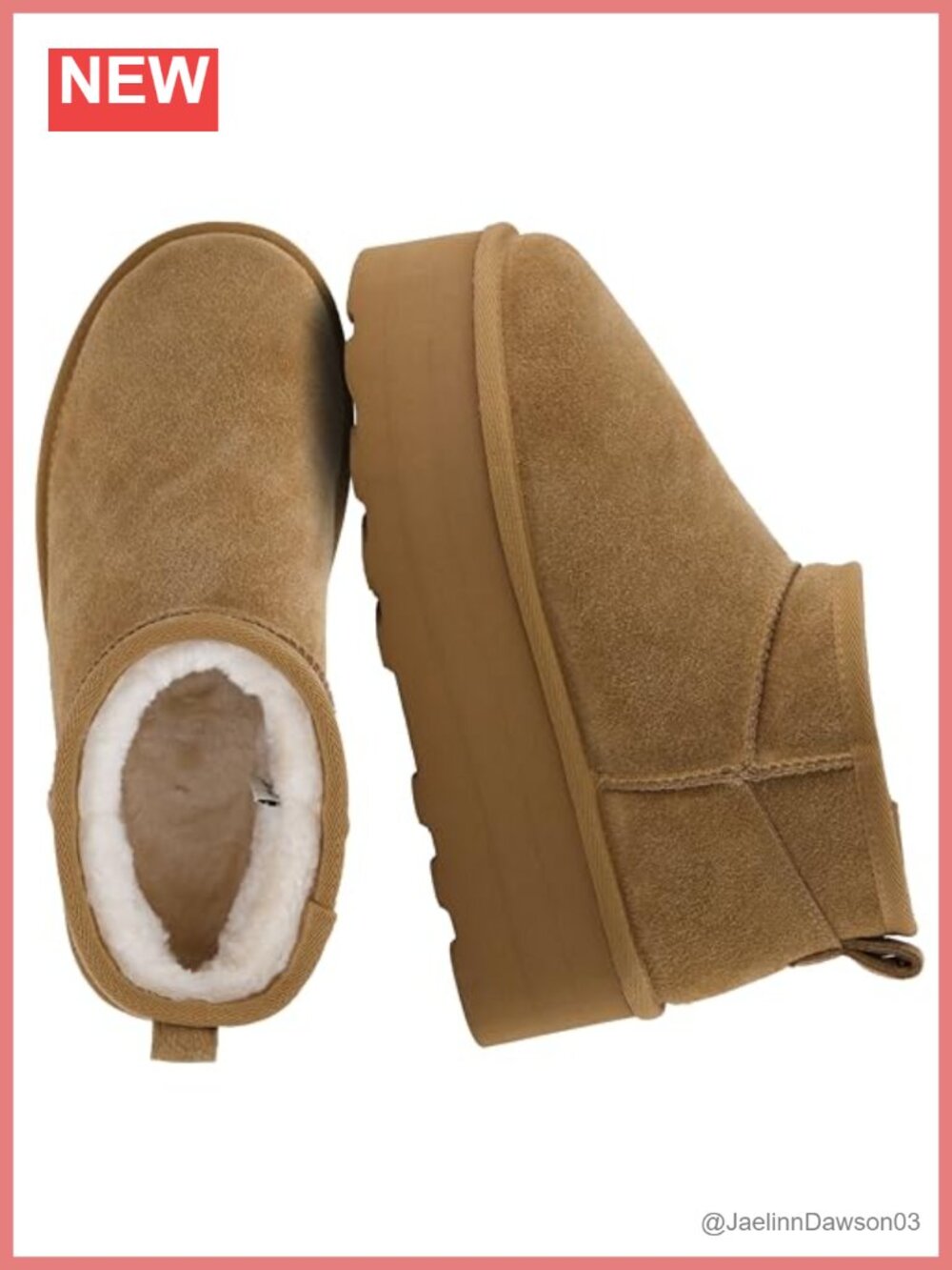 Genuine Suede Platform Ankle Boots Faux Fur Lined Slip-On